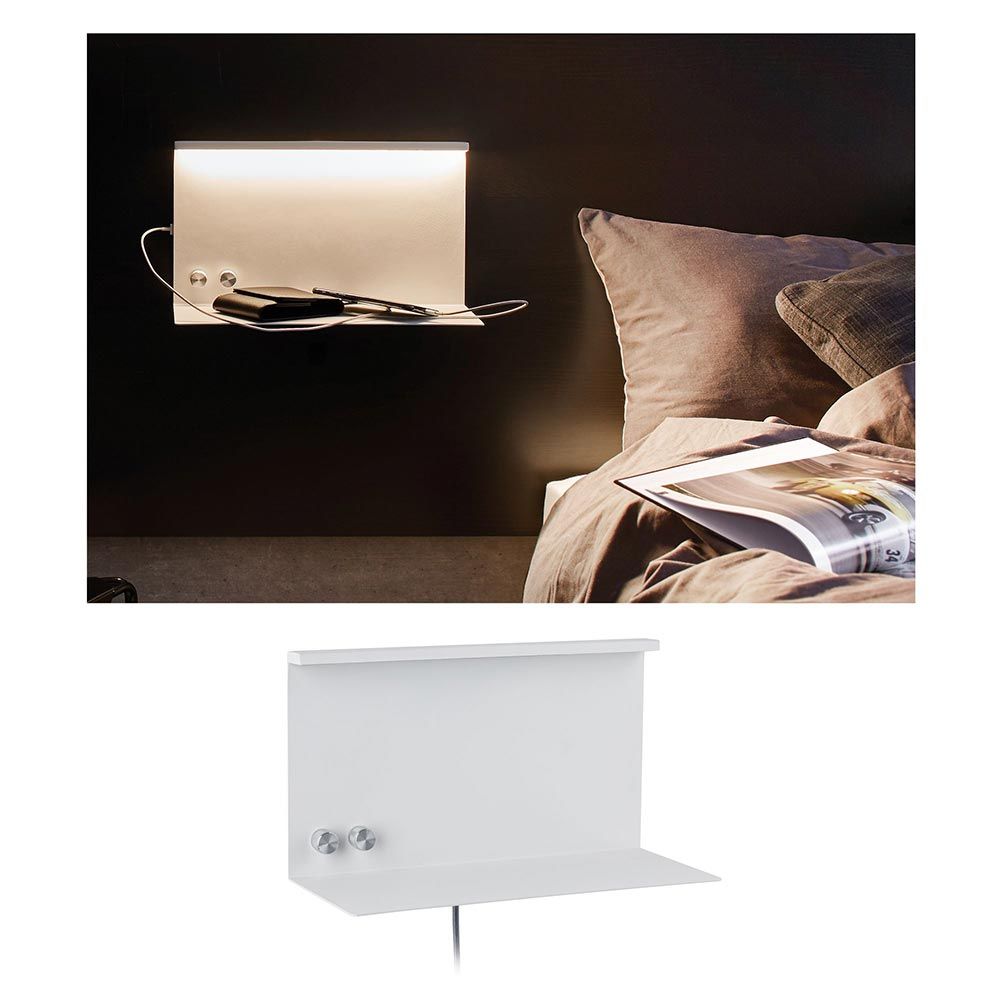 Lampe murale LED Jarina avec étagère + USB dimmable