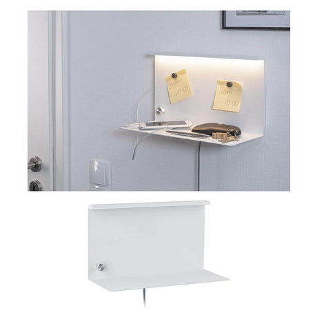 LED Wandleuchte Jarina USB Weiß Dimmbar mit Ablage, ideal für Flur und Schlafzimmer.