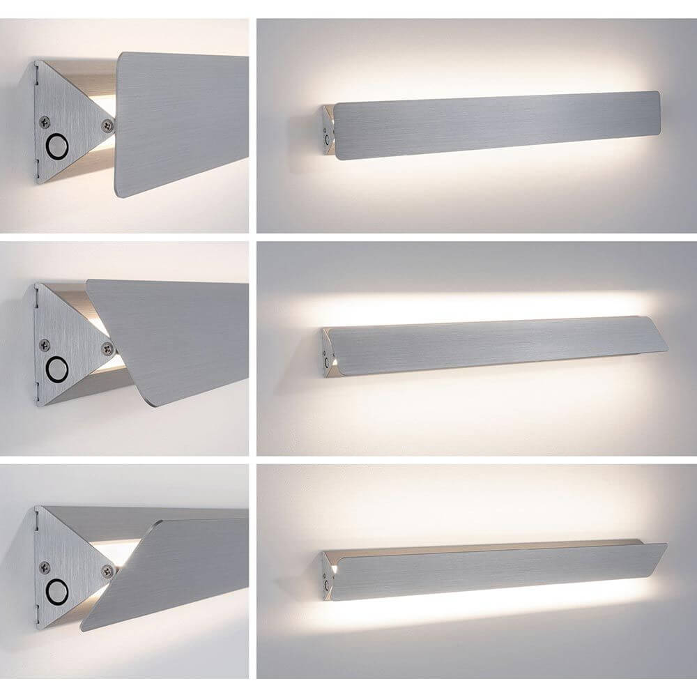 LED Wandleuchte Katla Metall 60cm in geschwenkbarer Ausführung mit brushed Aluminium für stilvolle Wandbeleuchtung.