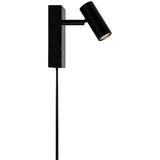 Schlichte LED Wandleuchte Omari in Schwarz mit dimmbaren Spot und Touch-Schalter.