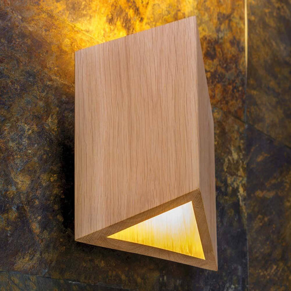 LED Wandleuchte Trekant 720lm Eiche-Geölt, moderne Holz-Wandleuchte mit warmem Licht