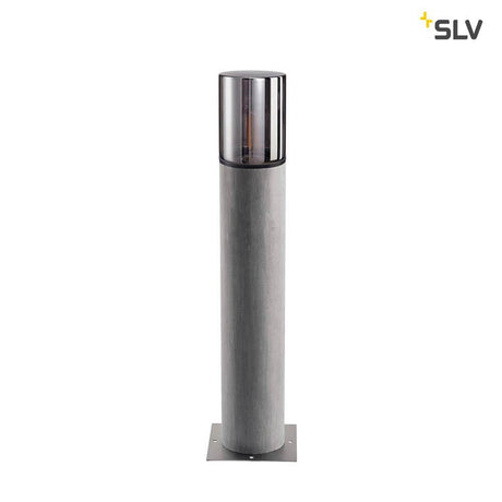 Lisenne Pole 70 E27 Grau IP54 Standleuchte mit Rauchglas-Optik und Basalt-Unterbau, geeignet für LED-Leuchtmittel