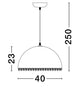 Lalu Pendelleuchte Ø 40cm mit Maßzeichnungen von Höhe und Durchmesser.