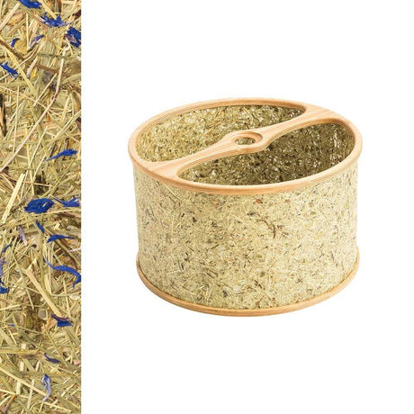 Abat-jour en foin et bois, abat-jour design rond en foin et en bois de chêne.
