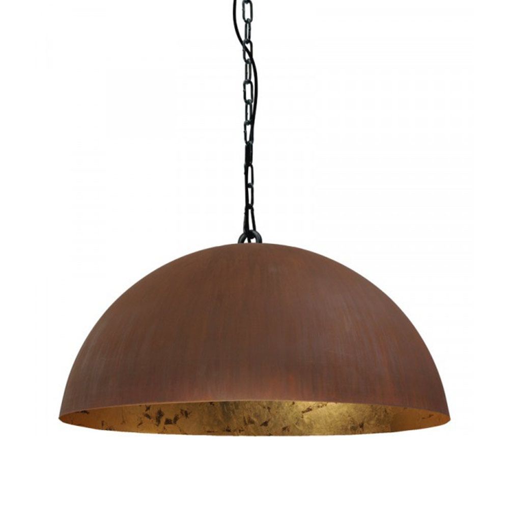 Larino pendant lamp with rustic chain Ø100cm rust-gold leaf