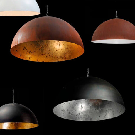 Larino pendellampe med rustikk kjetting Ø80 cm rust- hvit, ulike lamper i skjermform.