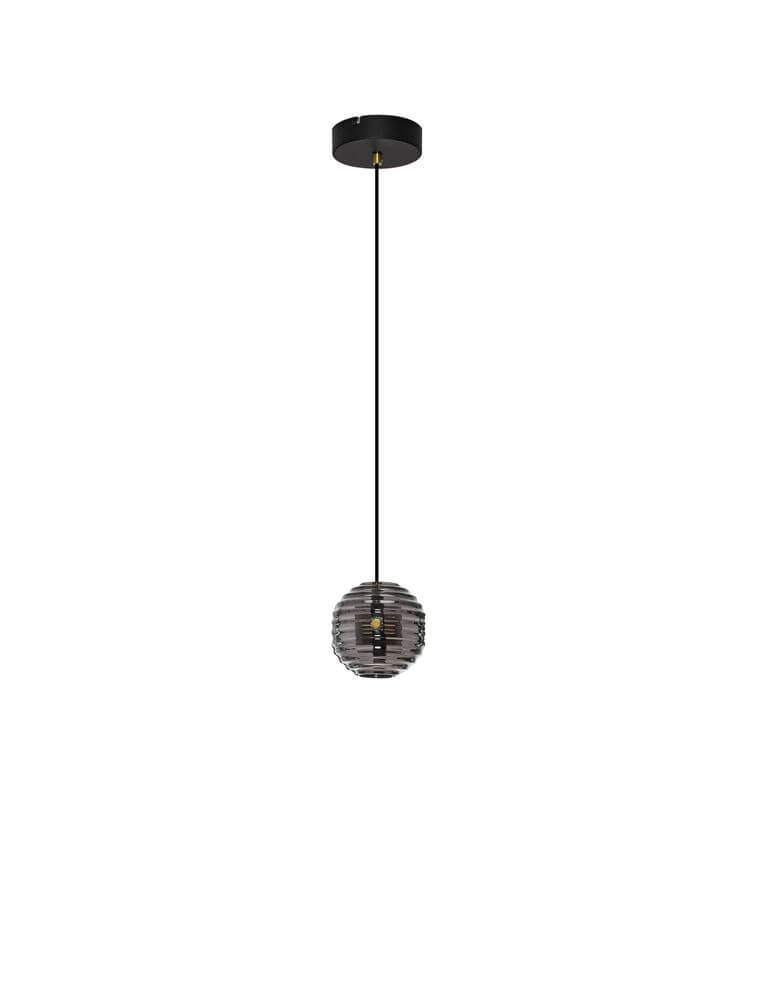 Las LED Pendelleuchte Ø 15cm 3000K Schwarz, Gold mit elegantem Design aus Metall und Glas.
