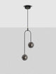 Las LED Pendelleuchte 2-flammig Ø 31cm 3000K Schwarz, Gold im modernen Design mit getöntem Glas.