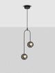 Las LED Pendelleuchte 2-flammig Ø 31cm 3000K Schwarz, Gold mit elegantem Design und modernen Elementen.
