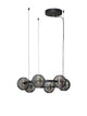 Las LED Pendelleuchte 6-flammig Ø 63cm 3000K Schwarz, Gold in elegantem Design mit getöntem Glas.