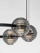 Las LED Pendelleuchte 6-flammig Ø 63cm 3000K Schwarz, Gold mit modernen Glaskugeln.