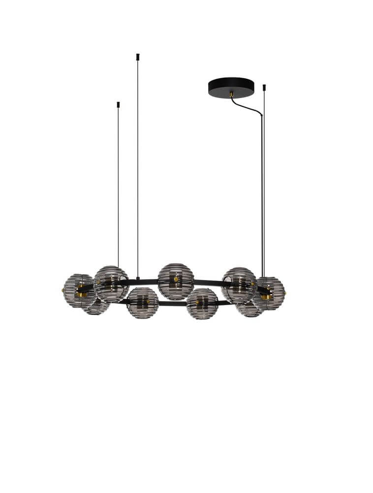 Las LED Pendelleuchte 9-flammig Ø 91cm 3000K Schwarz, Gold - moderne Leuchte für stilvolles Interieur.