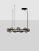 Las LED Pendelleuchte 9-flammig Ø 91cm 3000K Schwarz, Gold in modernem Design mit eleganten Metall- und Glaselementen.