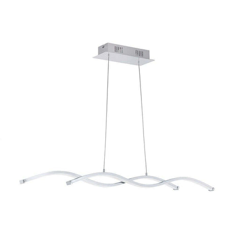 Lasana 2 LED Hängeleuchte 87cm 2000lm Chrom, Weiß, moderne geschwungene Pendelleuchte