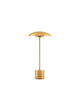 Lash LED Tischleuchte 3000K in elegantem Goldton mit schlanker Silhouette aus Acryl und Aluminium.