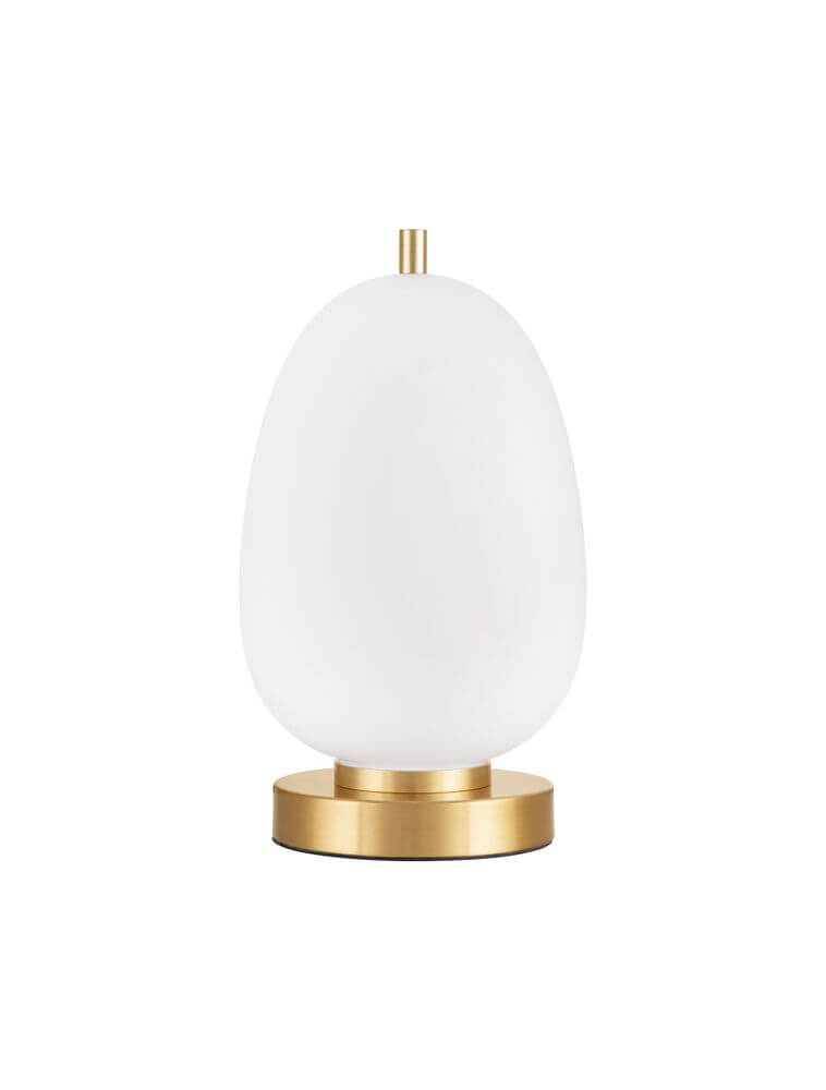 Lato Tischleuchte E14 Ø 15,8cm elegante Tischlampe aus opalem Glas und goldfarbenem Metall
