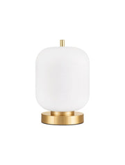 Lato table lamp E14 Ø 16.5 cm in an elegant design with a gold-colored base and milky lampshade.