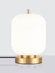 Moderne Lato Tischleuchte von Nova Luce mit eleganter goldener Basis und sanftem Licht, ideal für jeden Raum.