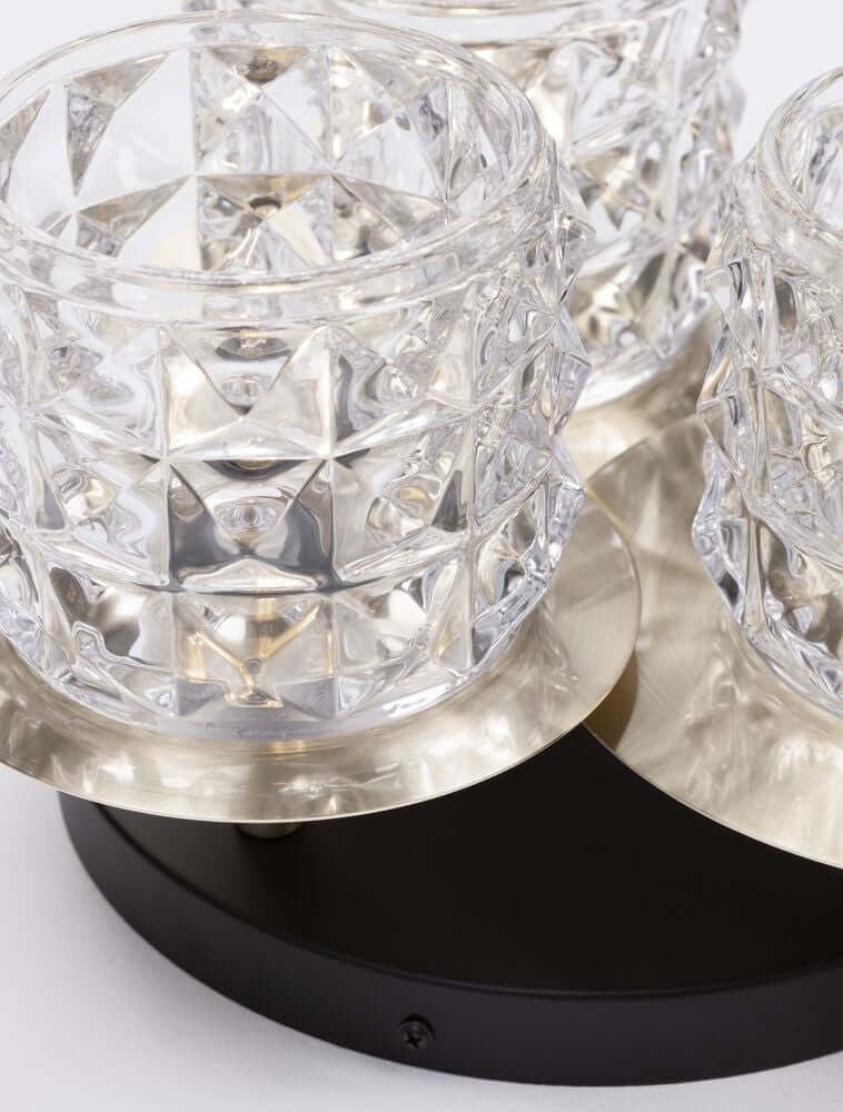 Lawan Deckenleuchte 3-flammig Ø 36cm mit glitzernden Kristallgläsern auf elegantem Untergestell
