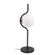 Le Vita LED Tischlampe Touch-Dimmer Schwarz mit opalgläserner Lichtkugel und elegantem schwarz-goldenem Design.