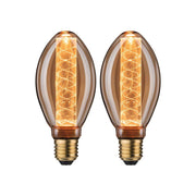 Leuchtmittel 2er Bündel LED Inner Glow-Spirale B75 Gold, klassisch, goldgelüstertes Glas, warmes Licht