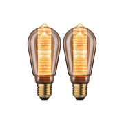 Leuchtmittel 2er Bündel LED ST64 Innenkorb Ring Gold, warmweißes Vintage-Leuchtmittel im 2er-Set mit goldfarbenem Glas
