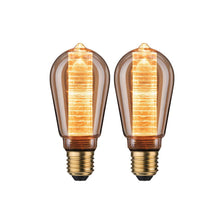 Leuchtmittel 2er Bündel LED ST64 Innenkorb Ring Gold, warmweißes Vintage-Leuchtmittel im 2er-Set mit goldfarbenem Glas