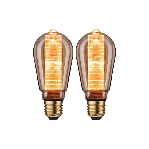 Leuchtmittel 2er Bündel LED ST64 Innenkorb Ring Gold, warmweißes Vintage-Leuchtmittel im 2er-Set mit goldfarbenem Glas