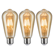 Leuchtmittel 3er Bündel LED Vintage Rustikal Gold, drei goldgetönte LED-Kolbenlampen mit Filament-Optik