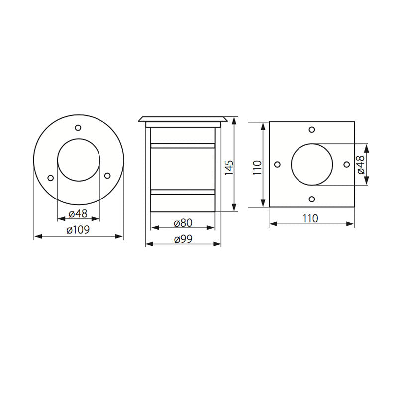 Level stainless steel recessed floor spotlight round IP67