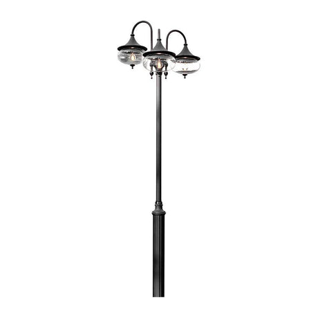 Libra Mastleuchte 3-tlg. Schwarz, klares Glas mit elegantem Design und klaren Glasschirmen.