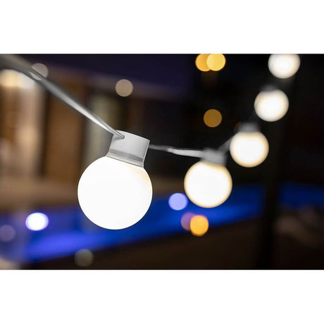 Bruna LED beer garden string lights 8 m with white LED lights above an outdoor area