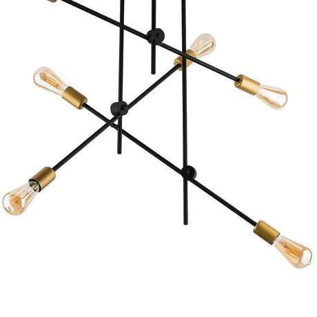 Retro Deckenlampe Axis 6-flg. Schwarz mit modernen Glühbirnen und elegantem Design