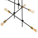 Retro Deckenlampe Axis 6-flg. Schwarz mit modernen Glühbirnen und elegantem Design