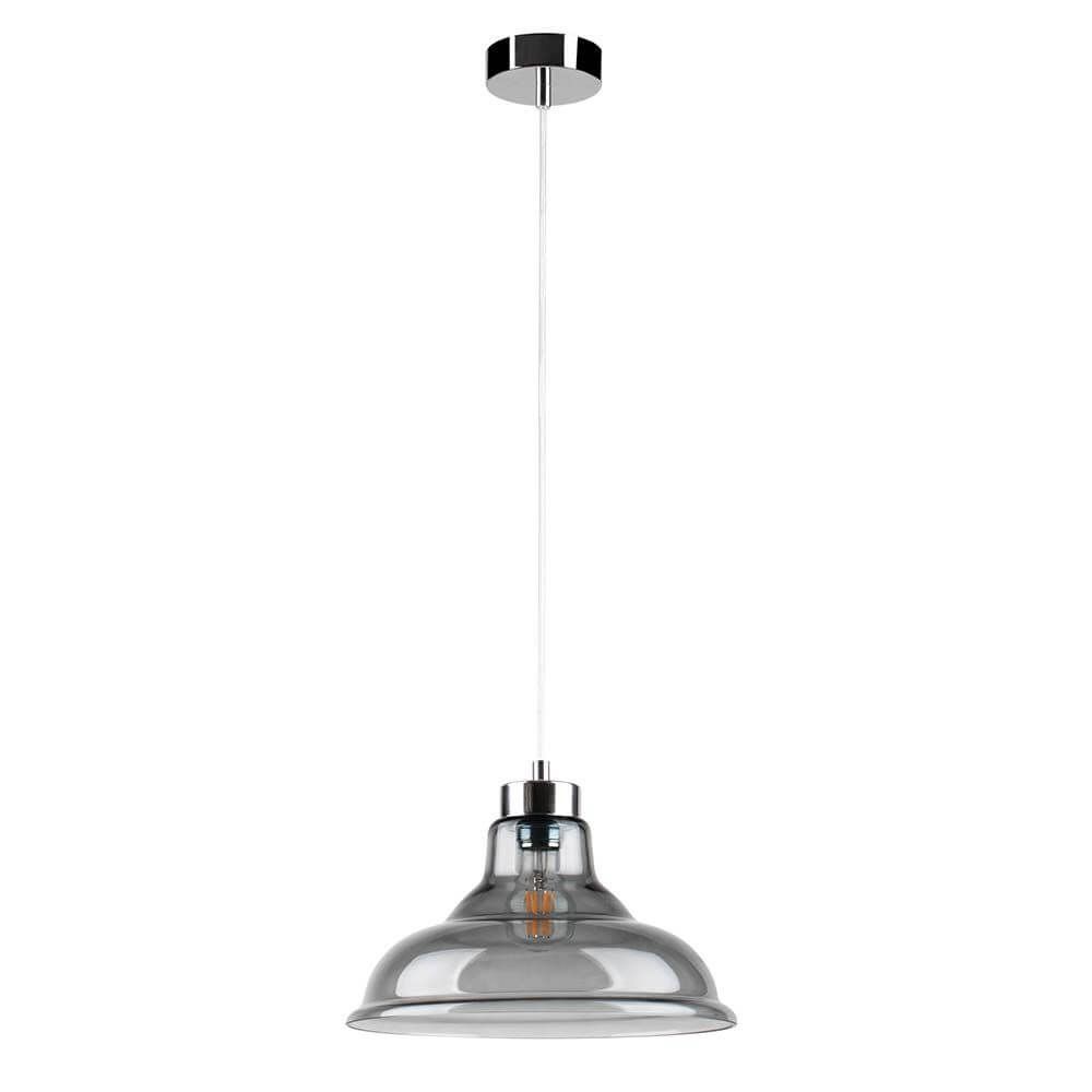 Lampada sospesa Avino Chrome, vetro di fumo, trasparente