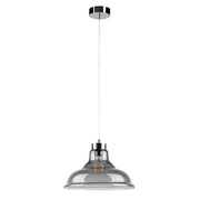 Hängelampe Avino Chrom, Rauchglas, Transparent, moderne Deckenleuchte mit elegantem Design.