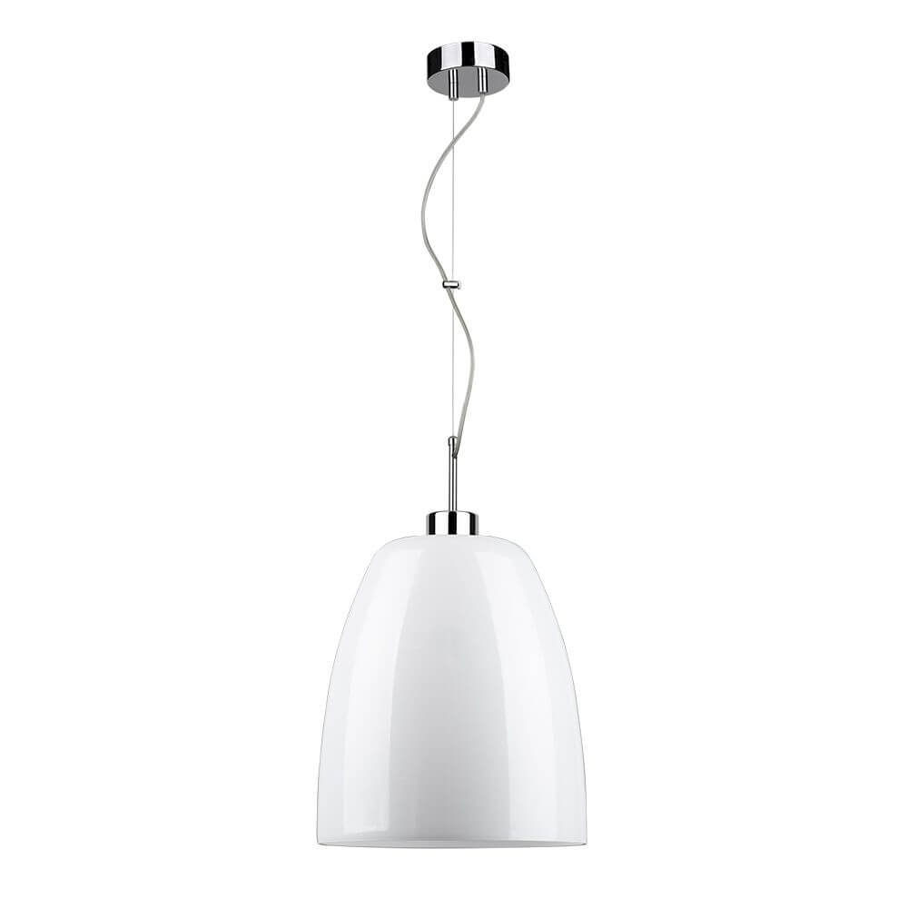 Lámpara colgante Campana cromo, blanco, transparente