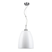 Hängeleuchte Campana Chrom, Weiß, Transparent - moderne Pendelleuchte in elegantem Design.