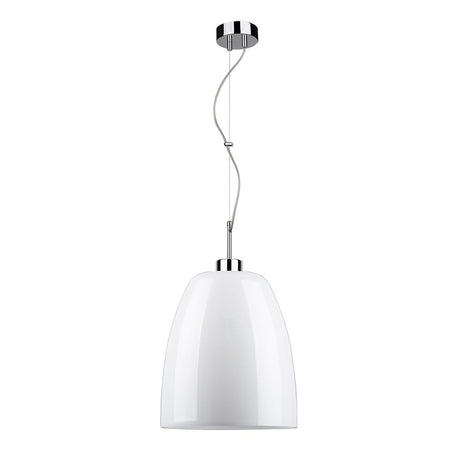 Hängeleuchte Campana Chrom, Weiß, Transparent - moderne Pendelleuchte in elegantem Design.