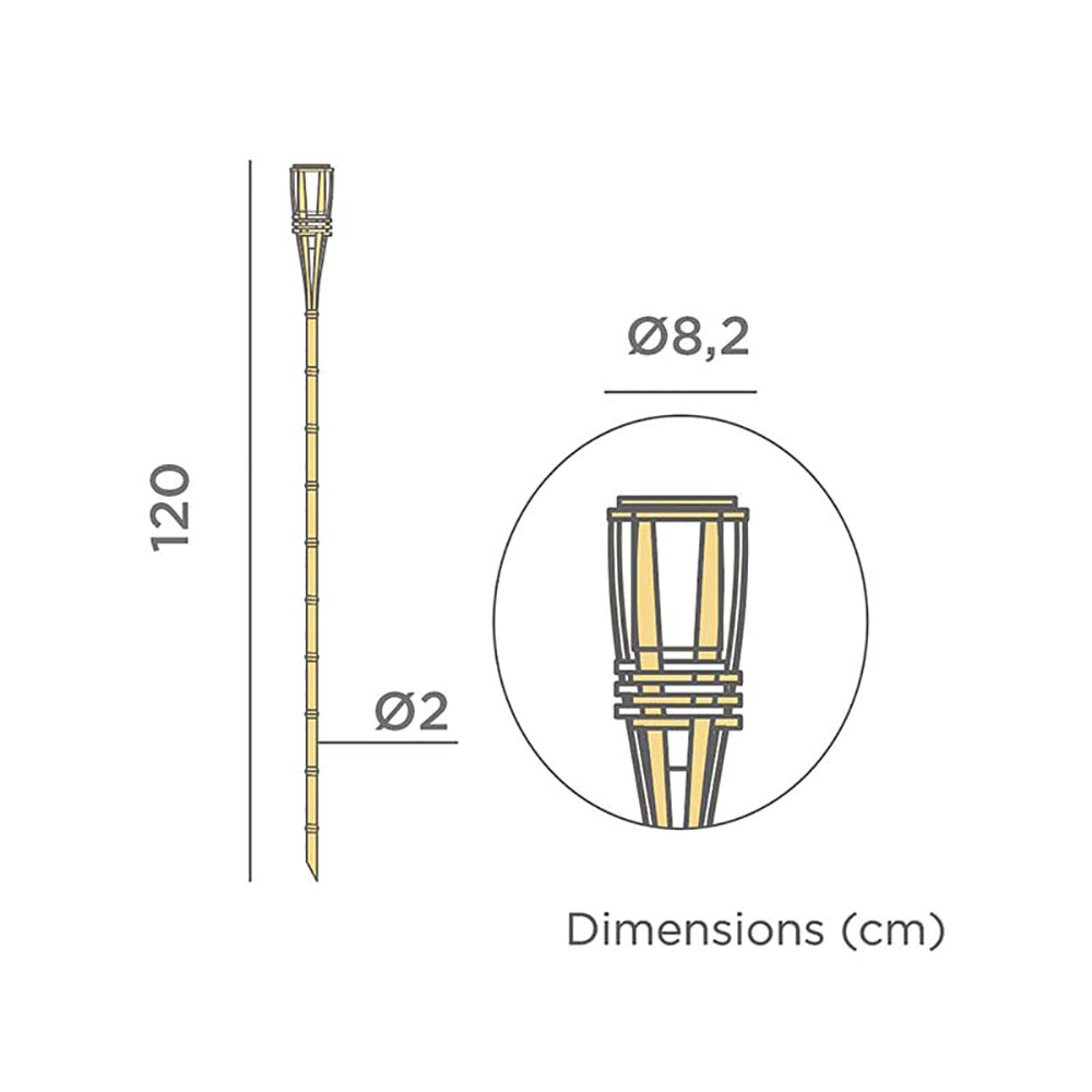 Hiama førte solenergi-erdspieß 120 cm med flammeeffekt