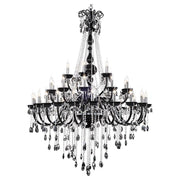 Chandelier Queen 35-light. Black, transparent with elegant design and sparkling crystals.