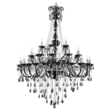 Kronleuchter Queen 35-flg. Schwarz, Transparent mit elegantem Design und funkelnden Kristallen.