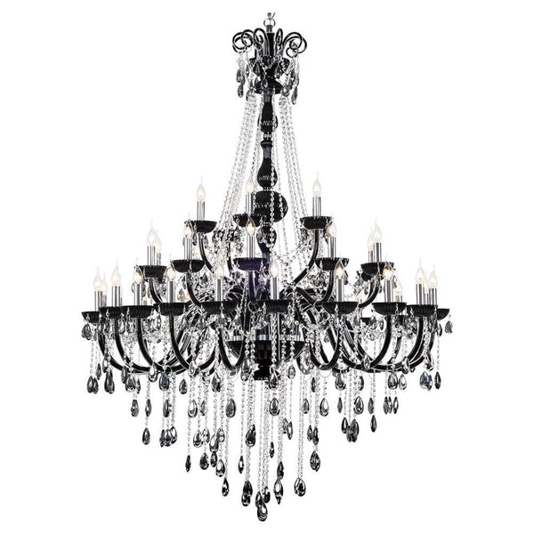 Kronleuchter Queen 35-flg. Schwarz, Transparent mit elegantem Design und funkelnden Kristallen.