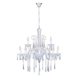 Kronleuchter Rosano 12-flammig in Weiß, elegantes Design mit Kristallakzenten für stilvolle Beleuchtung.