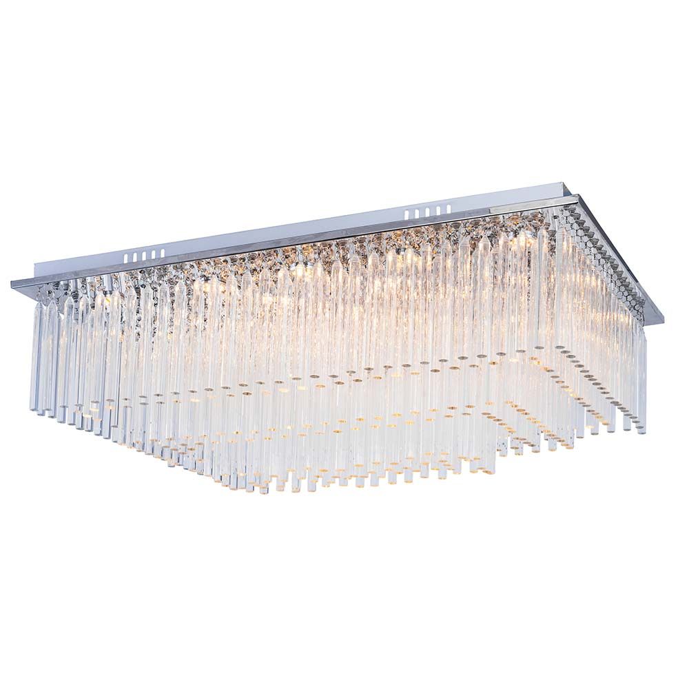 LED Deckenlampe Gemma Short 19-flg. 4560lm in Chrom und Transparent mit eleganten Lichtleisten.