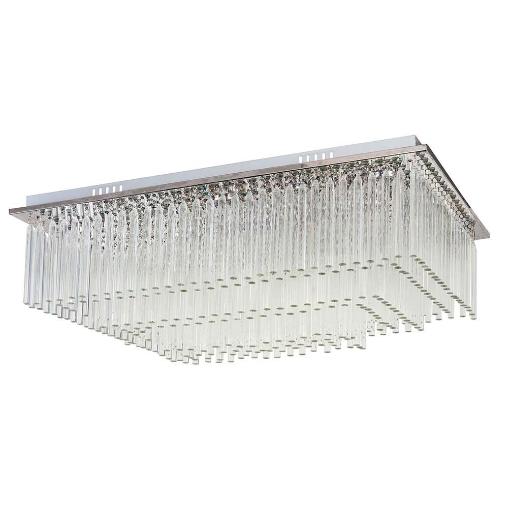 LED Deckenlampe Gemma Short 19-flg. in Chrom mit transparenten Elementen, 4560lm Lichtstärke.