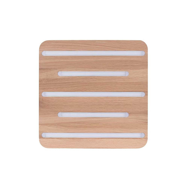 LED Deckenleuchte Neele 1820lm Eiche-Geölt, moderne Holz-Deckenlampe mit fünf LED-Lichtleisten