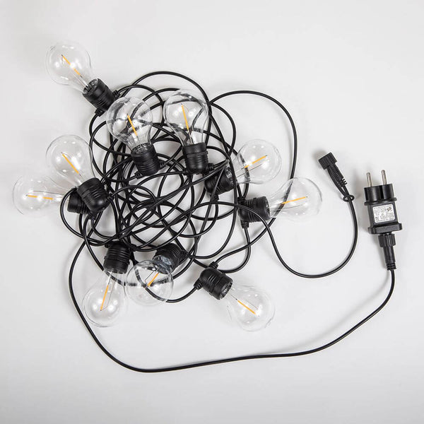 LED-Allegra garland 10-light black with glowing bulbs on a black cable