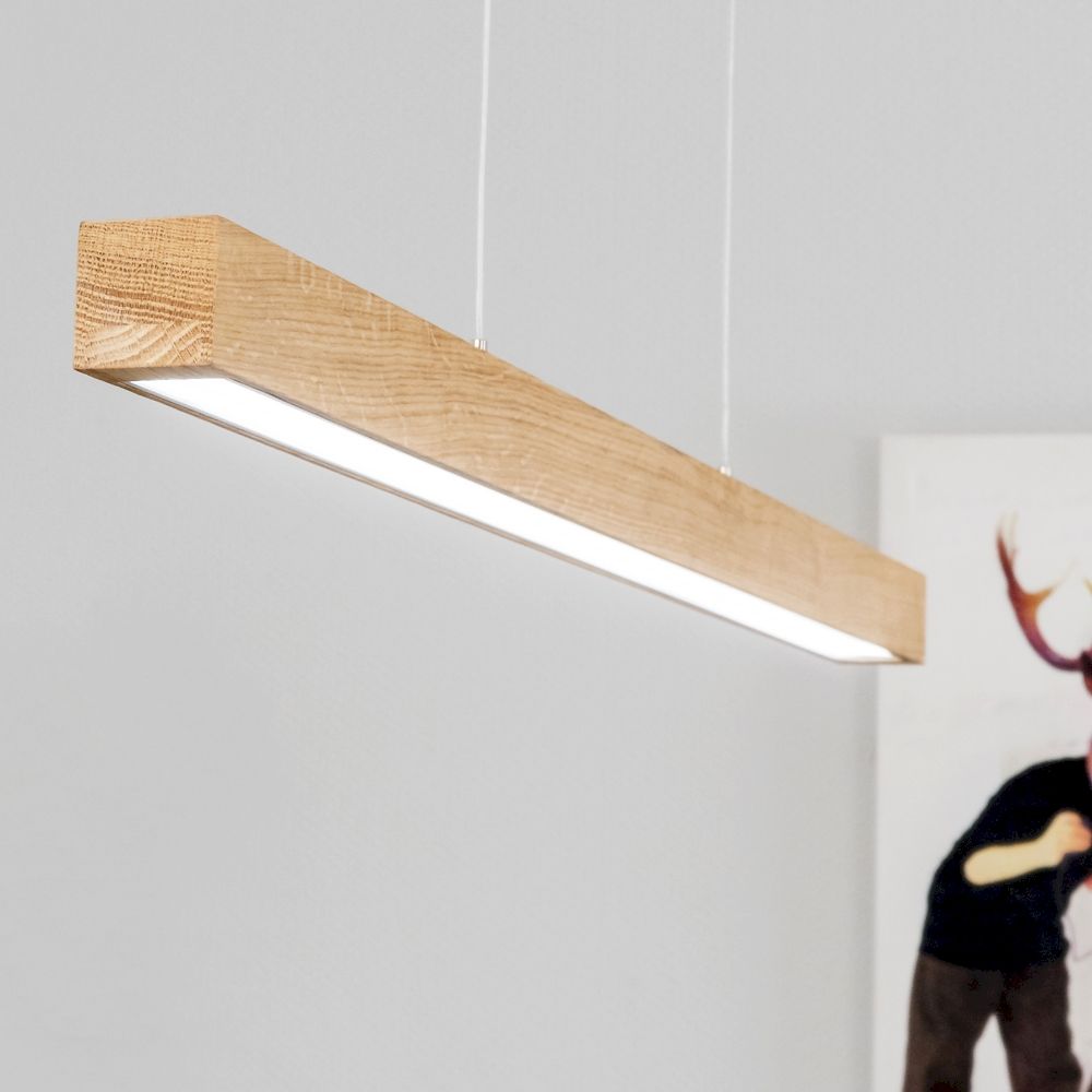 LED Hängeleuchte mit Touch-Dimmer, 2100lm, in geölter Eiche, ideal für modernes Wohndesign.