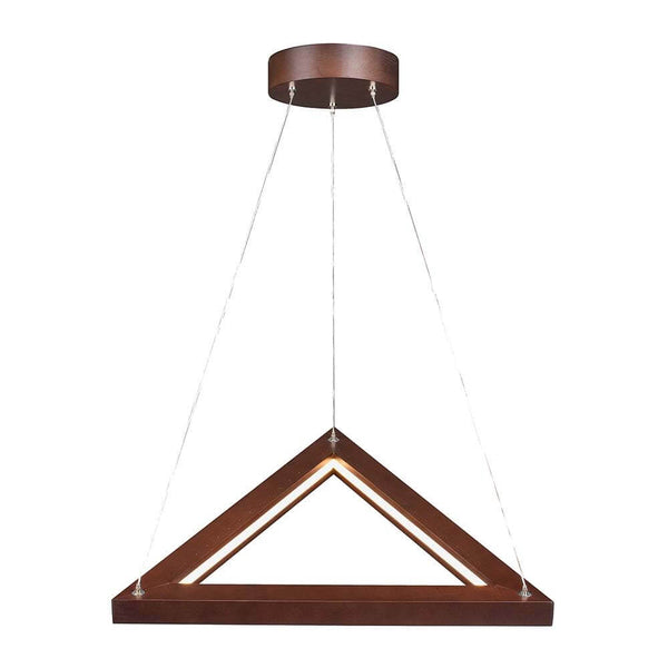 LED Pendelleuchte Legno 1680lm Nuss in modernen, dreieckigen Design aus Nussbaumholz.